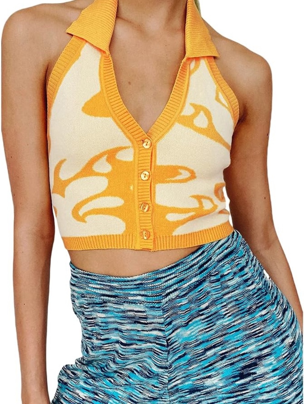Verge Girl Yellow Groovy Halter Top